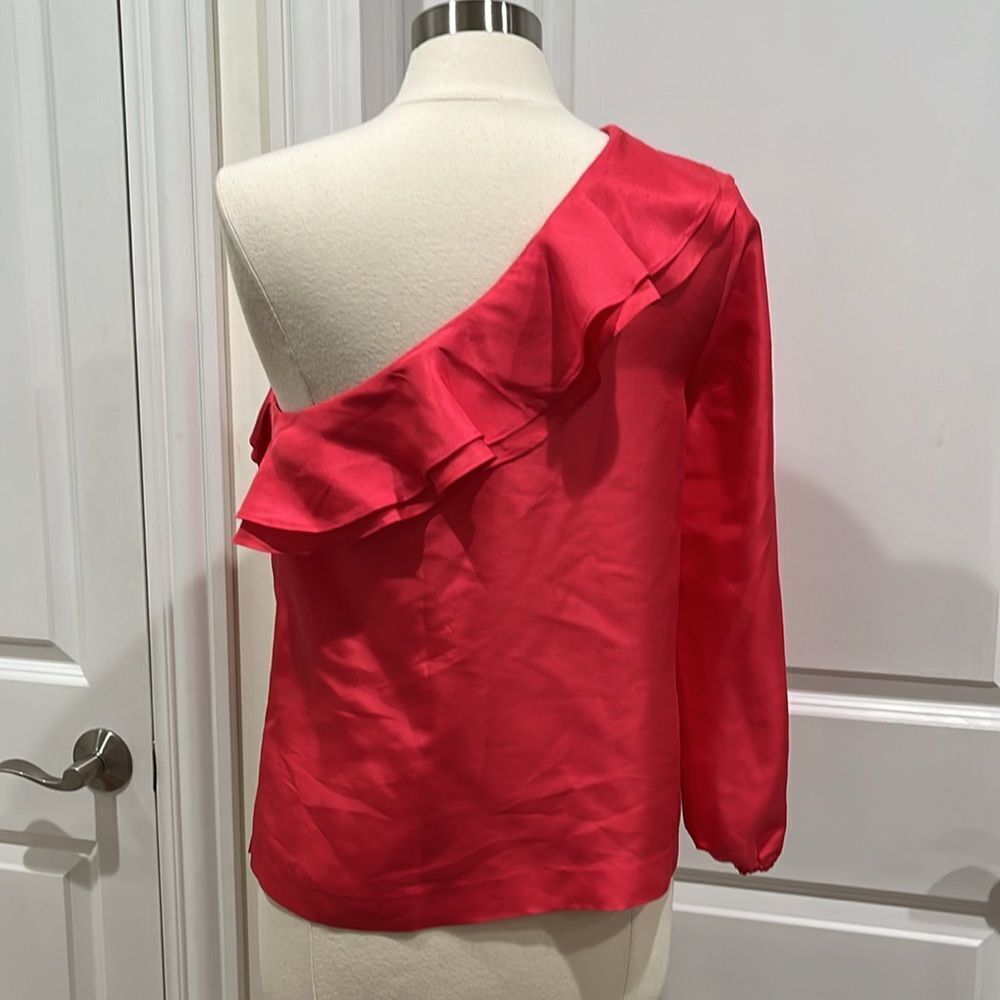 New! J. Crew One Shoulder Silk Shantung Top Pink Size 8 NWT - Picture 5 of 15